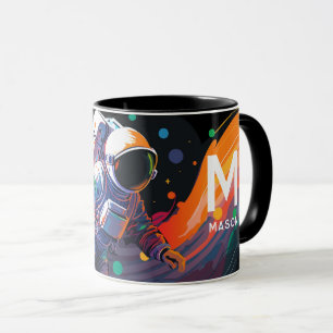 Farbenfroher Astronaut Weltraum Personalisierter N Tasse