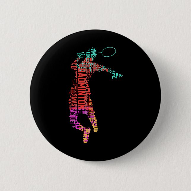 Farbenfroher Badminton Player _ Shuttle Racket _ B Button (Vorderseite)