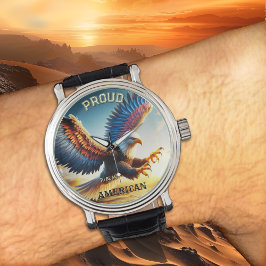 Farbenfroher Bald Eagle Classic Patriot Armbanduhr