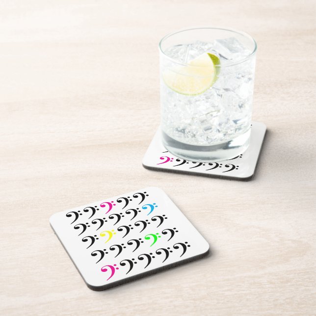 Farbenfroher Bass Clef Cork Untersetzer (Rechte Seite)