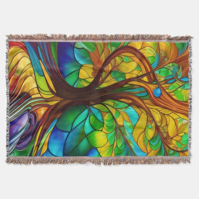 Farbenfroher Baum aus festem Glas Decke (Vorderseite)