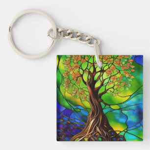 Farbenfroher Baum aus festem Glas - Look II Schlüsselanhänger