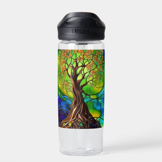 Farbenfroher Baum aus festem Glas - Look II Trinkflasche (Rückseite)