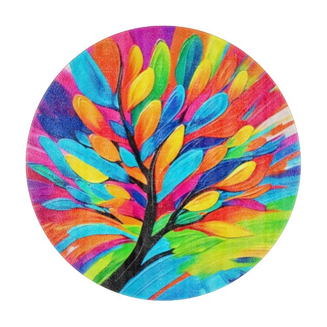 Farbenfroher Baum der Träume Schneidebrett (Vorderseite)