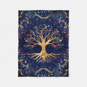 Farbenfroher Baum des Lebens - Yggdrasil Fleecedecke