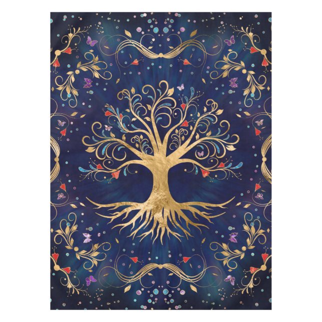 Farbenfroher Baum des Lebens - Yggdrasil Tischdecke (Vorderseite)