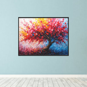Farbenfroher blühender Baum - Impasto-Ölgemälde Leinwanddruck