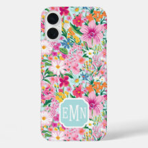 Farbenfroher Blumen-Garten-Monogramm