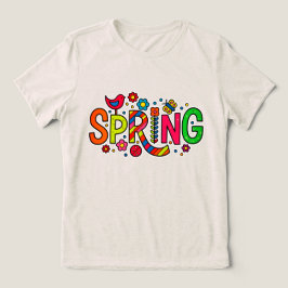 Farbenfroher Blumen- und Vogel-Frühling Tri-Blend Shirt