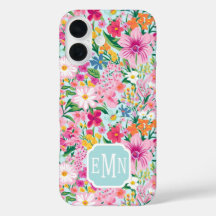Farbenfroher Blumengarten-Monogramm