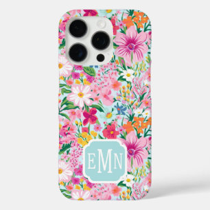 Farbenfroher Blumengarten-Monogramm iPhone 16 Pro Hülle