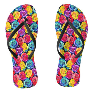 Farbenfroher Blumenprint, Wasserfarben-Rosen Flip Flops