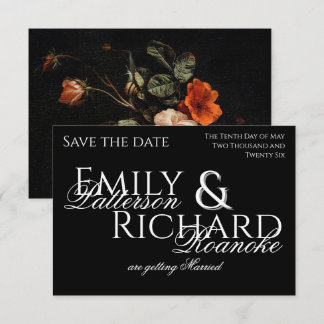 Farbenfroher Boho Chic Schwarze Blumen Save The Da RSVP Karte