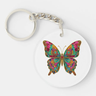 Farbenfroher Boho-Mandala-Schmetterling-Acryl-Schl Schlüsselanhänger