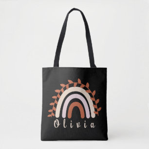 Farbenfroher Boho Rainbow mit Personalisiertem Nam Tasche