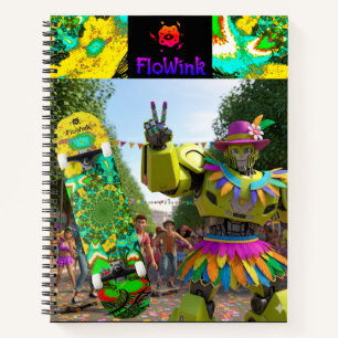 Farbenfroher Boho-Roboter Notizbuch