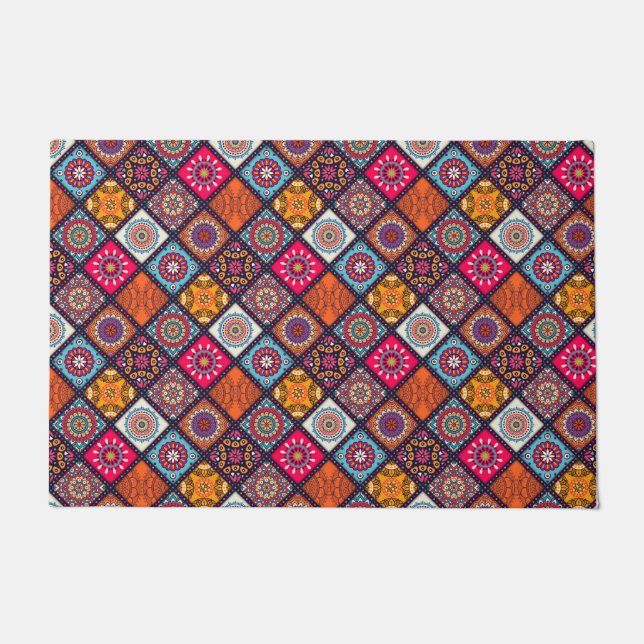 farbenfroher Boho-Stil Fußmatte (Vorderseite)