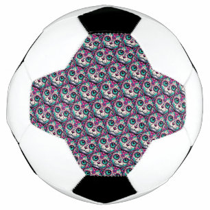 Farbenfroher Cat Sugar Skull Fußball