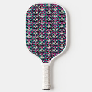 Farbenfroher Cat Sugar Skull Pickleball Schläger