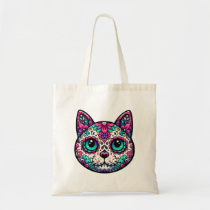 Farbenfroher Cat Sugar Skull Tragetasche