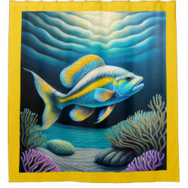 Farbenfroher Chalk Zeichnend Rifffisch Duschvorhang