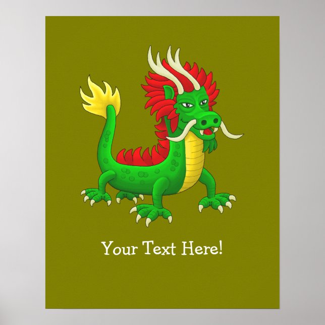 Farbenfroher chinesischer Drache Poster (Vorne)