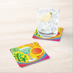 Farbenfroher Cocktail Rechteckiger Pappuntersetzer