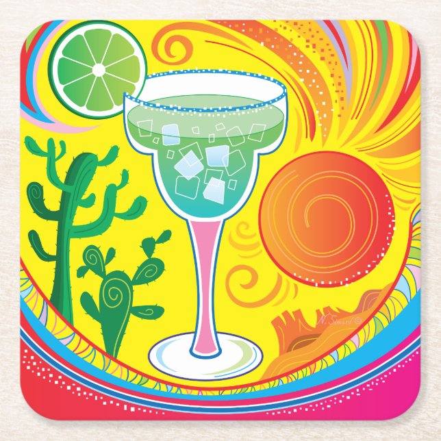 Farbenfroher Cocktail Rechteckiger Pappuntersetzer (Vorderseite)