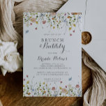 Farbenfroher Dainty Brunch und Brautparty mit Bubb Einladung<br><div class="desc">Dieser farbenfrohe Brunch und die blubenhafte Brautdusche laden zu einem rustikalen Polterabend ein. Das Design bietet handbemalte Aquarellfarbe schöne rosa,  rot,  blau,  marinebasiert,  gelb,  lila und grün wilde Blume.</div>