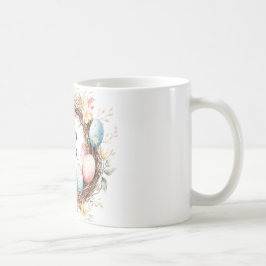 Farbenfroher dekorativer Kranz Ostereier mit Flo Kaffeetasse