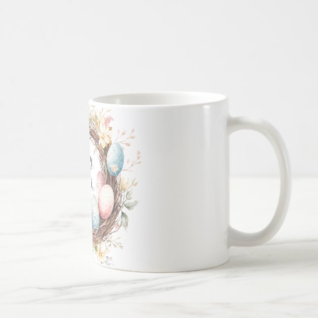Farbenfroher dekorativer Kranz Ostereier mit Flo Kaffeetasse (Rechts)
