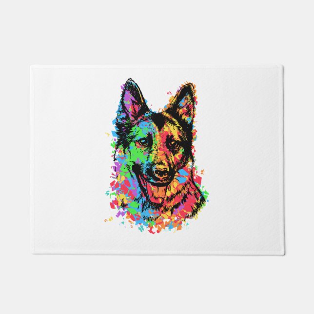 Farbenfroher Deutscher Schäferhund Fußmatte (Vorderseite)