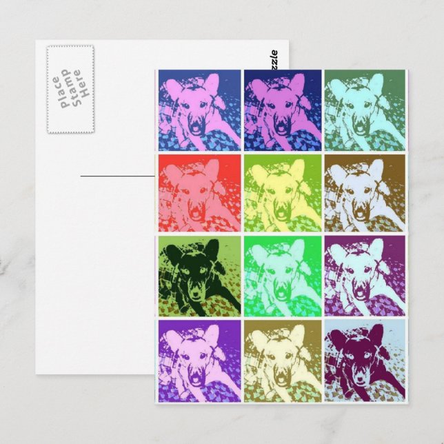 Farbenfroher deutscher Schäferhund Pop Vertikal Postkarte (Vorne/Hinten)