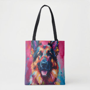 Farbenfroher Deutscher Schäferhund Tasche
