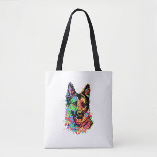 Farbenfroher Deutscher Schäferhund Tasche