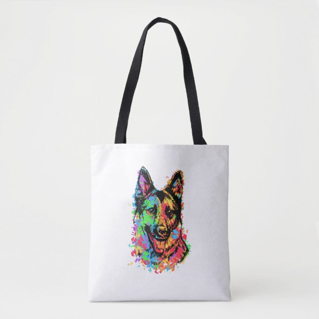 Farbenfroher Deutscher Schäferhund Tasche (Vorderseite)