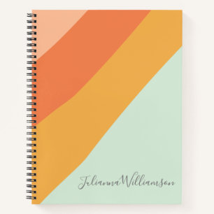 Farbenfroher diagonaler Streifen Retro Pastell Per Notizbuch
