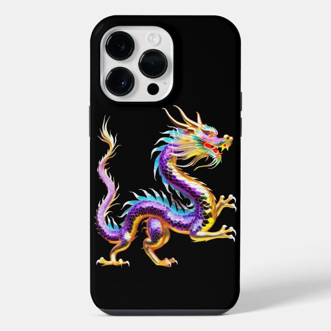 Farbenfroher Drache iPhone 14 Pro Max Hülle (Rückseite)