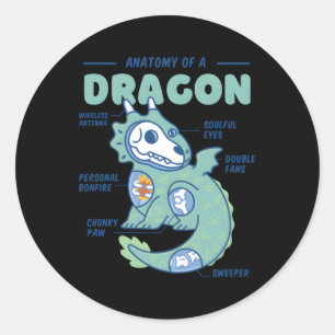 Farbenfroher Drache Realistischer Drache Runder Aufkleber