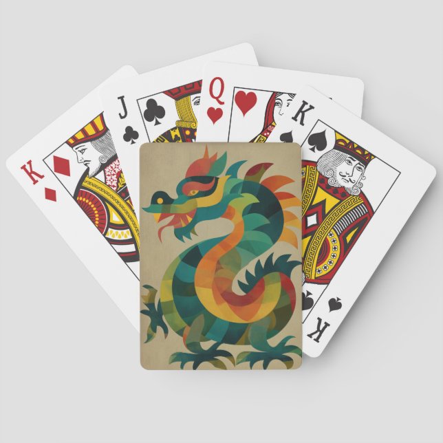 Farbenfroher Drache Spielkarten (Rückseite)