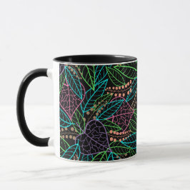 farbenfroher Dschungel aus Blätter und Tasse