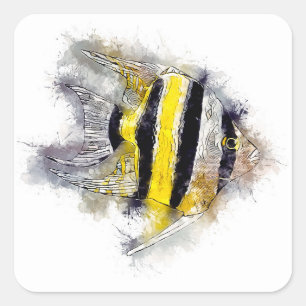 Farbenfroher EngelFisch Aquarium Geschenk-Kunst Quadratischer Aufkleber