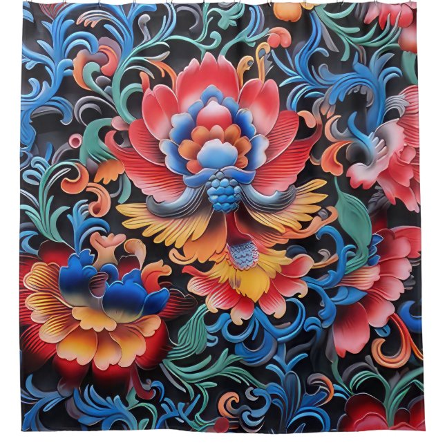 "Farbenfroher, ethnischer Druckduschvorhang" Duschvorhang (Vorderseite)