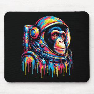 Farbenfroher Farb-Tropfen-Astronaut-Schimpanse Mousepad
