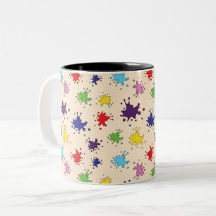 farbenfroher Farbklecks Tintenspritzer Zweifarbige Tasse