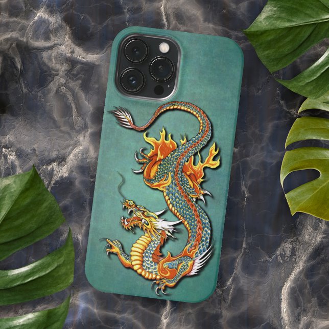 Farbenfroher Feuerdrache Tattoo Art iPhone 12 13 Pro Max Hülle (Von Creator hochgeladen)