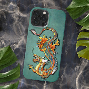 Farbenfroher Feuerdrache Tattoo Art iPhone 12 16 Pro Max Hülle