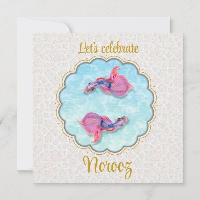 Farbenfroher Fisch Happy Noroz Mubarak Orient Must Einladung (Vorderseite)