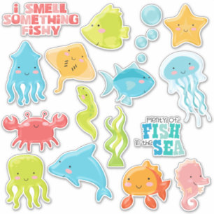 Farbenfroher Fisch im Meer Aufkleber