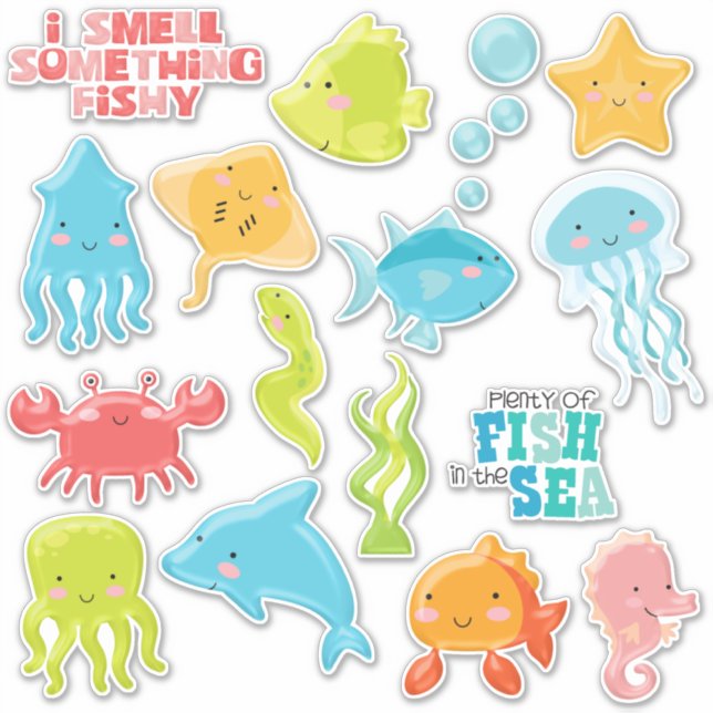 Farbenfroher Fisch im Meer Aufkleber (Vorderseite)